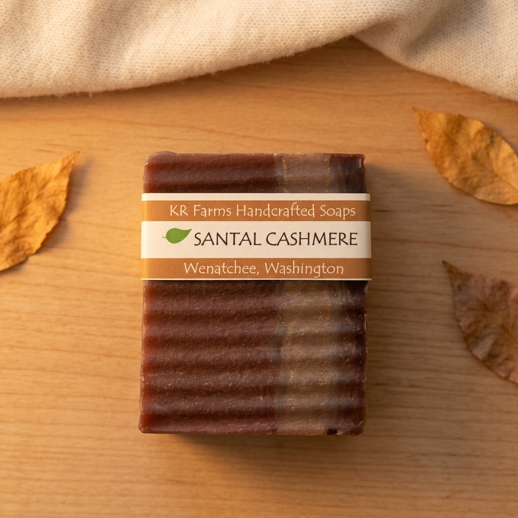 Santal Cashmere soap enhanced with a cozy fall setting